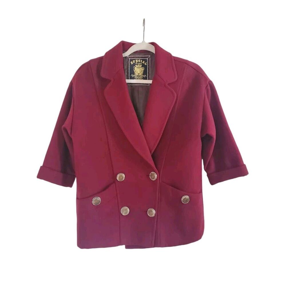 Special ES Style Wool Blend Maroon Academic Short Peacoat Jacket, Women's Small